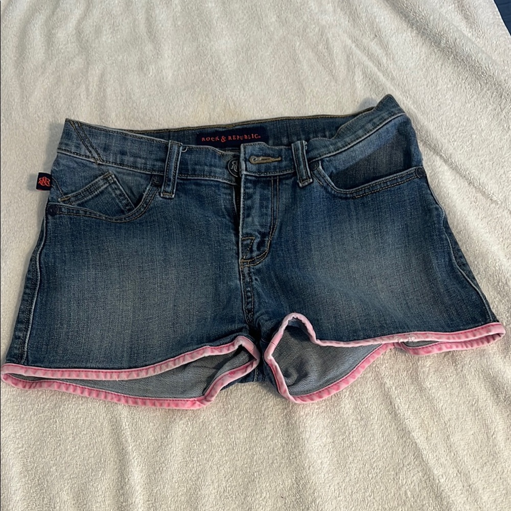 Rock & Republic Vibrant Blue and Pink Jean Shorts